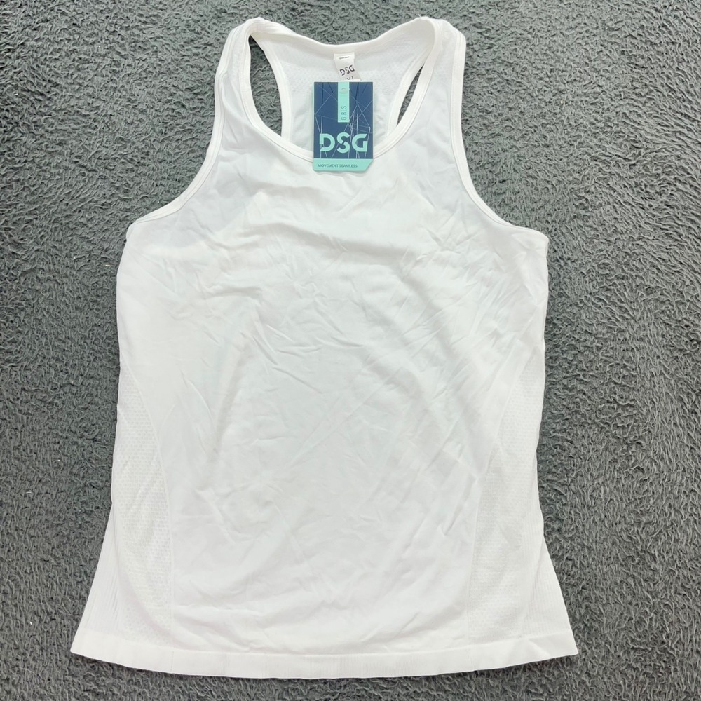 DSG Girls XL White Seamless Athletic‎ Tank Top Movement Activewear NWT